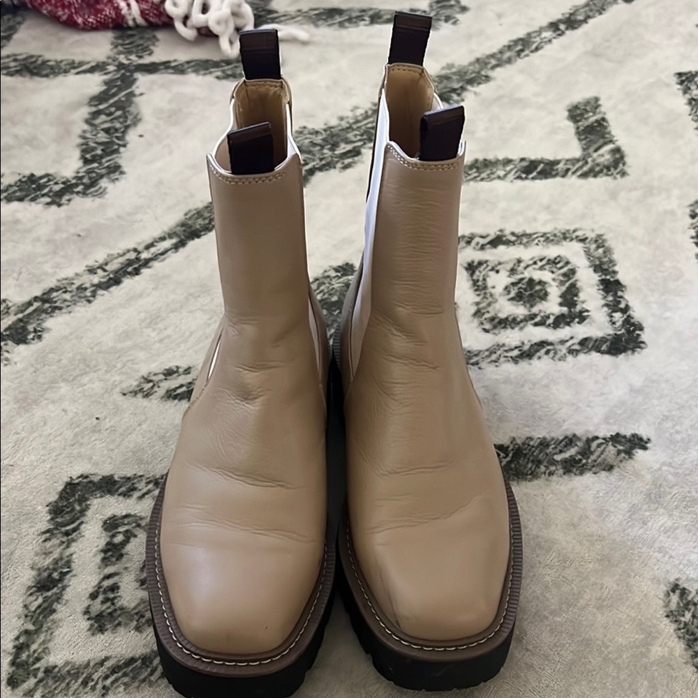Sam Edelman Cream Leather Ankle Boots